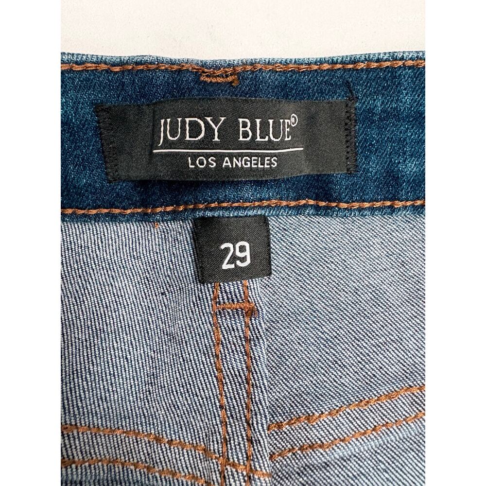 Judy Blue relaxed fit blue jeans with fringe bottom - Picture 5 of 6